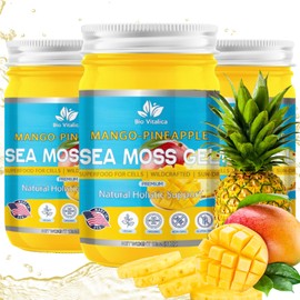 Sea Moss Gel by BioVitalica - Irish sea Moss raw Organic - Premium Quality - Dr Sebi, Vegan superfood for Cells - 100% Natural Seamoss Gel - (Pack of 3, Mango-Pineapple)