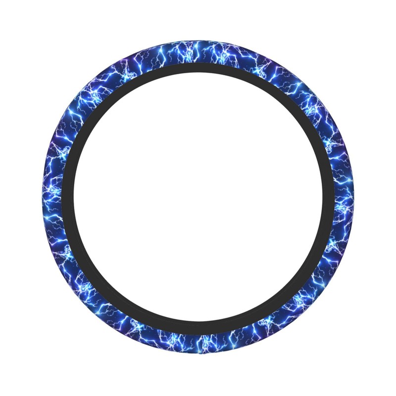 Abstract Blue Cool Lightning Steering Wheel Cover for Women Men