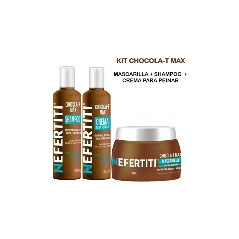 Nefertiti Kit Chocolat Max Shampoo mascarilla crema Peinar