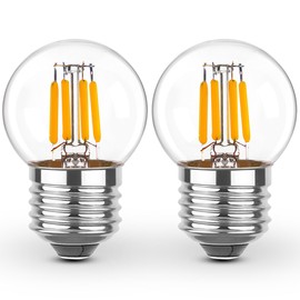 3 Watt G40 LED Light Bulbs Equivalent to 25 Watt, Dimmable E26 Standard Base Small Edison Bulbs, Warm Light 2200K, Amber Glass, 110V, 6PCS - for Bedroom and Decorative Lighting