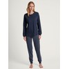 CALIDA Midnight Dreams Women's 100% Thick Cotton Cuffed Pyjamas, Peacoat
