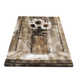 Aiwo Farmhouse Wall Decor Canvas Print Art Rustic Floral Country Sunflower Pictures Painting for Living Room Bedroom Ready to Hang Stretched and Framed Artwork 16 Hx12 W, 12x16