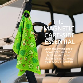 YOPRAL Magnetic Golf Towel Golf Brush Set - Microfiber Waffle Design with Snap Clip Golf Towel Wipe, Golf Club Towel, Mounts to Golf Cart or Bag - Avocado