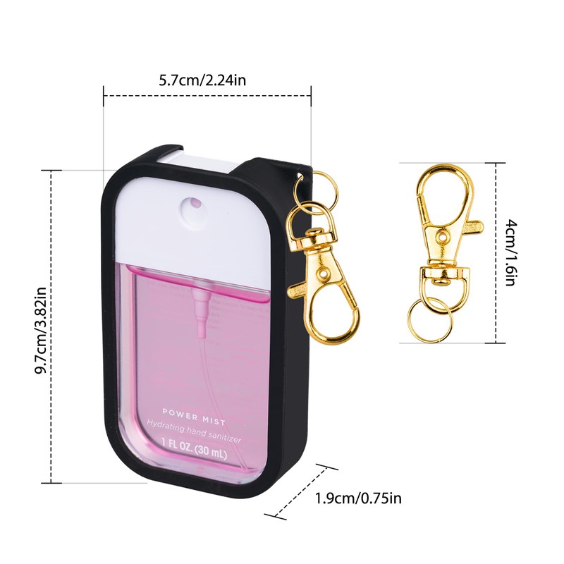 VANEST Silicone Case Compatible with Touchland Hand Sanitizer Spray (Black,