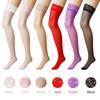 Boao 6 Pairs Women Thigh High Stockings Silicone Lace Top