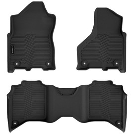 Auxko All Weather Floor Mats Fit for Ram 2500/3500 Crew Cab 2019-2024 TPE Liners Accessories All Season Guard Odorless Anti-Slip Floor Mats for Ram 2019 2020 2021 2022 2023 2024 Black