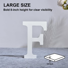 AOOLADA 8 Inch Wooden Letter F for Wall Decor, Large White Wood Standing Letters for DIY Crafts and Wedding Birthday Party Decoration, Paintable Stand Up Alphabet Letters