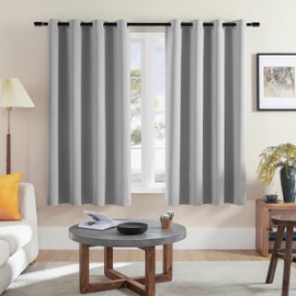 Rutterllow Blackout Curtains for Bedroom, Thermal Insulated Room Darkening Curtains 2 Panels for Living Room, Grommet Top (52x63 Inch, Light Grey)