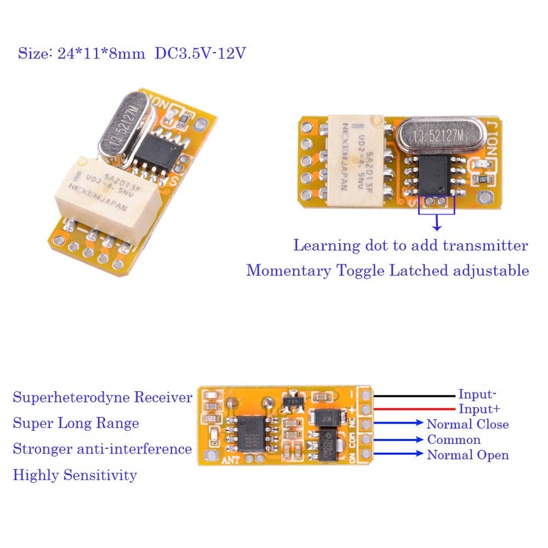 3.7-12V Wireless Remote Control Switch Mini Small PCB 433mhz RF