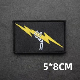 Skeleton Holding Yellow Lightning Patches, Tactical Morale Badge Armband DIY Hook&Loop Patches for Military Decorative Backpack Clothing Backbags