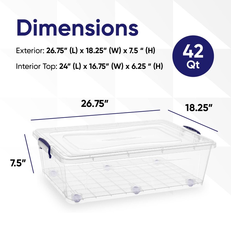Superio Plastic Storage Bin with Lid, Box for Under Bed,