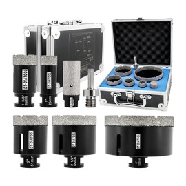 DT-DIATOOL Diamond Core Drill Bits Kit 25/35/51/65/102mm with Diamond Finger Bit 25mm for Tile Marble Granite Stone Vacuum Brazed Hole Saw Kit