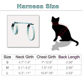 Cat Harness and Leash Set Escape Proof Soft Nylon Adjustable Kitten Vest Harness for Walking Small Medium Large Cats Rainbow Pattern Medium