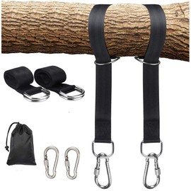 Tree Swing Hanging Straps,5/10ft Long Straps with 2 Heavy Duty Safety Lock Carabiner Hooks Holds Up to 2200lb, Polyester Straps Perfect for Garden,Swing,Tree Swing,Hammocks Black