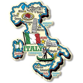Italy Jumbo Country Map Magnet by Classic Magnets, 3D Rubber Vintage-Style Collectible Souvenirs and Gifts Made in The USA