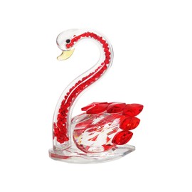 JATYFING Crystal Swan Decor Glass Figurine for Home for Wife Or Girlfriend (Red)