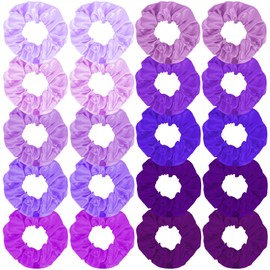 KICOSY 20PCS Purple Scrunchies Bulk Purple Hair Ties for Women Silk Satin Scrunchies for Girls Purple Hair Accessories Large Purple Hair Bands