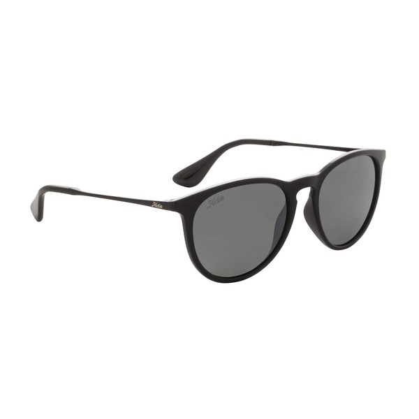 Hobie Maywood Polarized Round Sunglasses, Shiny Black & Grey Frame/Grey