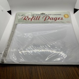 C.R. Gibson 12 X 12 Top Loading Refill Scrapbook Pages.  Markings. 10 White Sheets, Post Ext
