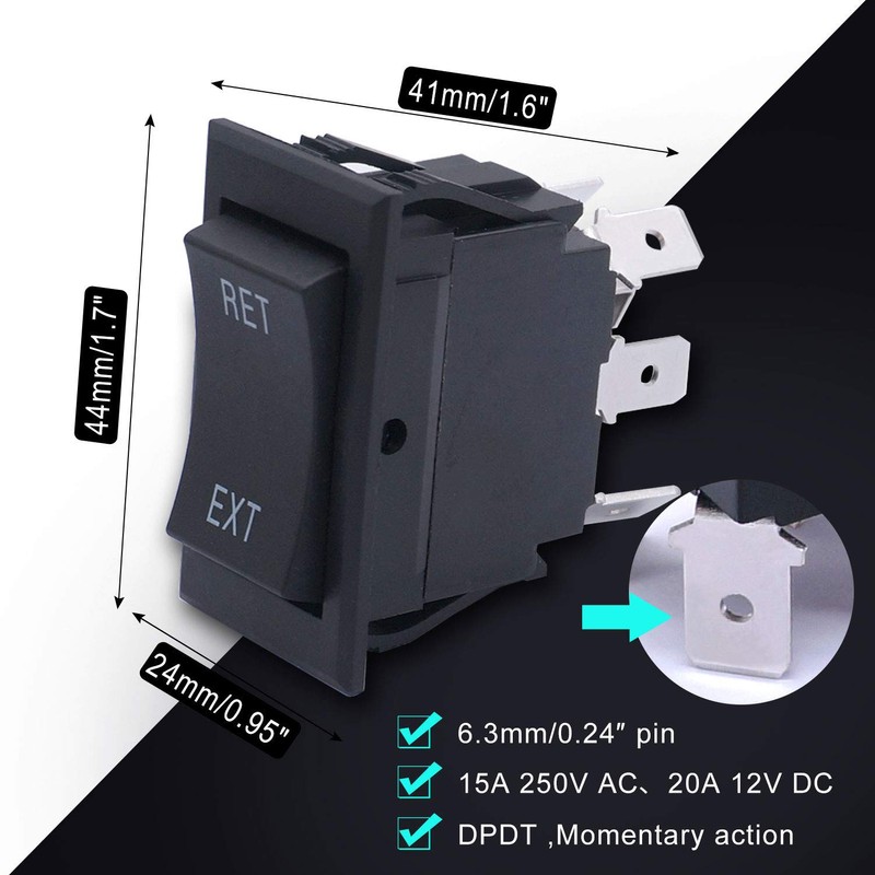 weideer Momentary Reverse Polarity Rocker Switch DPDT (ON)-Off-(ON) 6 Pin