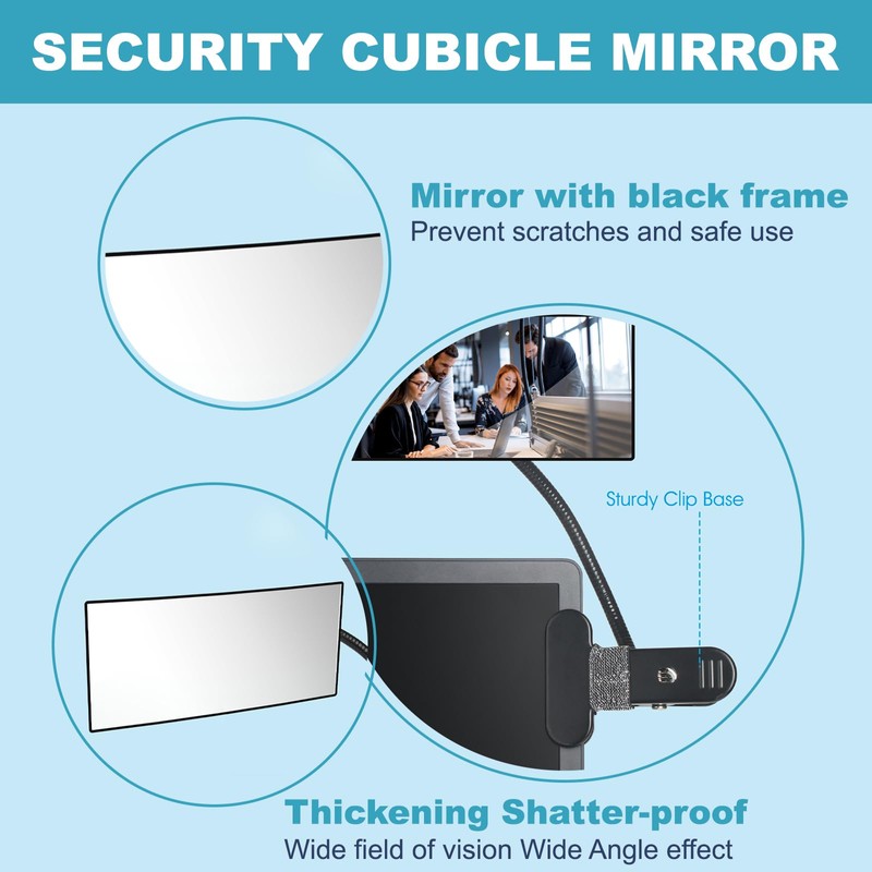 Clip On Security Cubicle Convex Mirror for Personal Safety, Open
