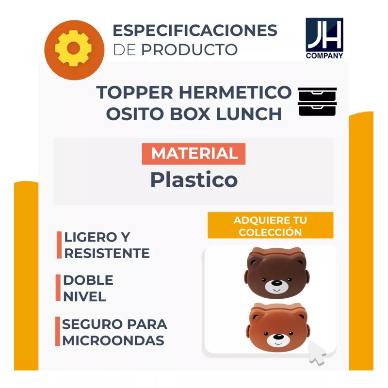 J.H. Company Topper Recipiente Hermetico Osito Kawaii Box Lunch 23-fh-49