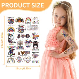 Hispanic Temporary Tattoos Stickers - 100+ Spanish Tattoos for Birthday Party Decorations, Hispanic Party Favors Supplies for Girls Boys Kids, School Class Prize(8 Sheets)