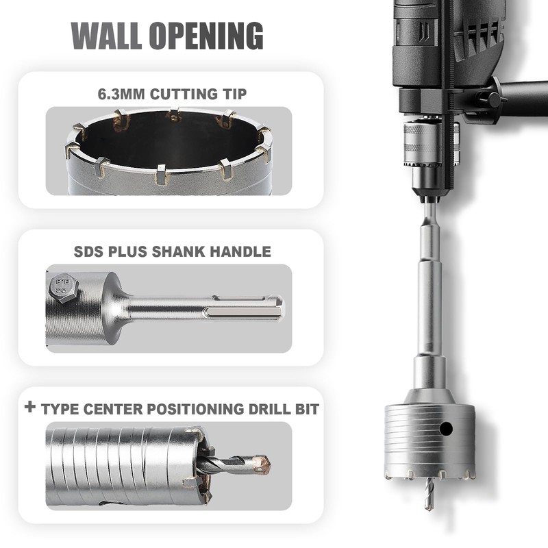 GRIXLEN 3 inch / 76mm Concrete Hole Saw with SDS