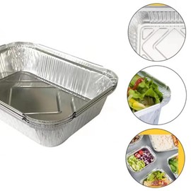 Poemtian 20Pcs Aluminum Grill Drip Pans for BBQ Aluminium Foil Trays Containers Aluminum Foil Lunch Box for Baking and Roasting 700ml