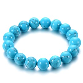 BIYONGDE 10MM Turquoise Beaded Stretch Bracelet, Light Blue Friendship Bracelet, Turquoise Stone Beads Boho Bracelet for Men and Women, for Healing and Protection