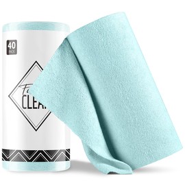 Fantasticlean Microfibre Cleaning Cloth Roll with 40 Pieces, Tear-Off Cleaning Cloths, Reusable Lint-Free Cloths, Tea Towels, 30 x 30 cm, Blue