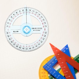 Hemobllo 360° Protractor - 5 Pcs 360 Degree Swing Arm Protractor Plastic Circle Protractor with Swing Arm Protractor Ruler Drafting Tools Circular Protractor Set for Geometry