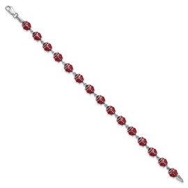 IceCarats 925 Sterling Silver Ladybug Chain Charm Bracelet