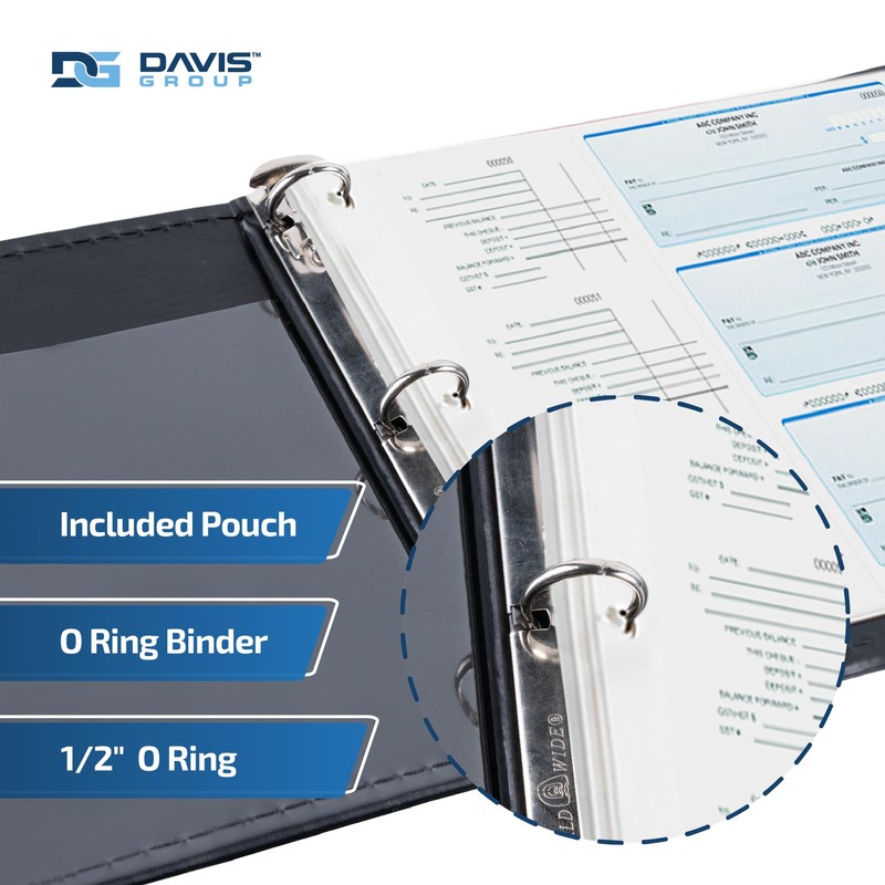 Premium 2UP Business Cheque Binder, Landscape Three-Ring Binder, (Black)