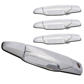 LLPTA New 4pcs Left+Right Front+Rear Side Chrome Exterior Door Handles Compatible with 07-13 Avalanche/Silverado/Sierra New Body Crew Cab 07-14 Suburban/Tahoe/Yukon/XL/Escalade/ESV