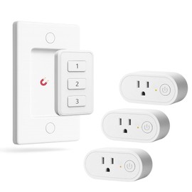Remote Control Outlet: Wireless Light Switch with Wall Plate — Long Range — Plug in On Off Switch for Lights & Small Appliances — 1 Remote for 3 Outlets — no Wiring