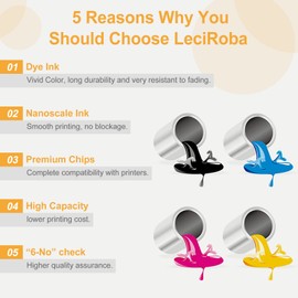 LeciRoba 202xl Printer Cartridges Replacement for Epson 202 Printer Cartridges and Epson Printer Cartridges 202xl Multipack for Epson Expression Premium XP-6000 XP-6005 XP-6100 XP-6105 (Pack of 5)