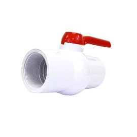 CMI Inc 3 Inch PVC Ball Valve Inline Threaded, Schedule 40, Single-Handle Shut-Off Valve, White, EPDM Seal, Pipe Connector For Swimming Pool, Sewer Pipe, PVC Pipes and Fittings (3")