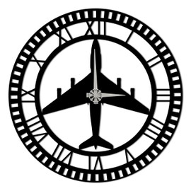 BONPERLA Airplane Wall Clock – Silent Roman Numeral Aviation Clock for Pilot Decor, Office, or Living Room – Unique Gift for Travel Lovers & Aviation Enthusiasts – Battery Operated (13.8"x13.8")