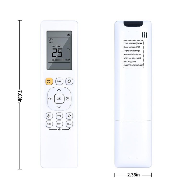 RG10B(D)/BGEF New Replace Remote Control Compatible with Midea Air Conditioner