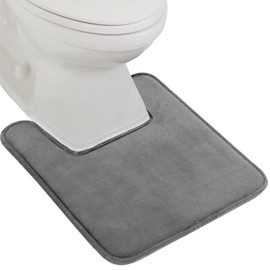 GORILLA GRIP Thick Memory Foam Bathroom Rug for Toilet Base, Soft Absorbent Velvet Topside Floor Mats, Square Shape Contour Mat, Machine Wash, Cushioned Rugs for Bath Room, 22.5x19.5, Graphite Gray