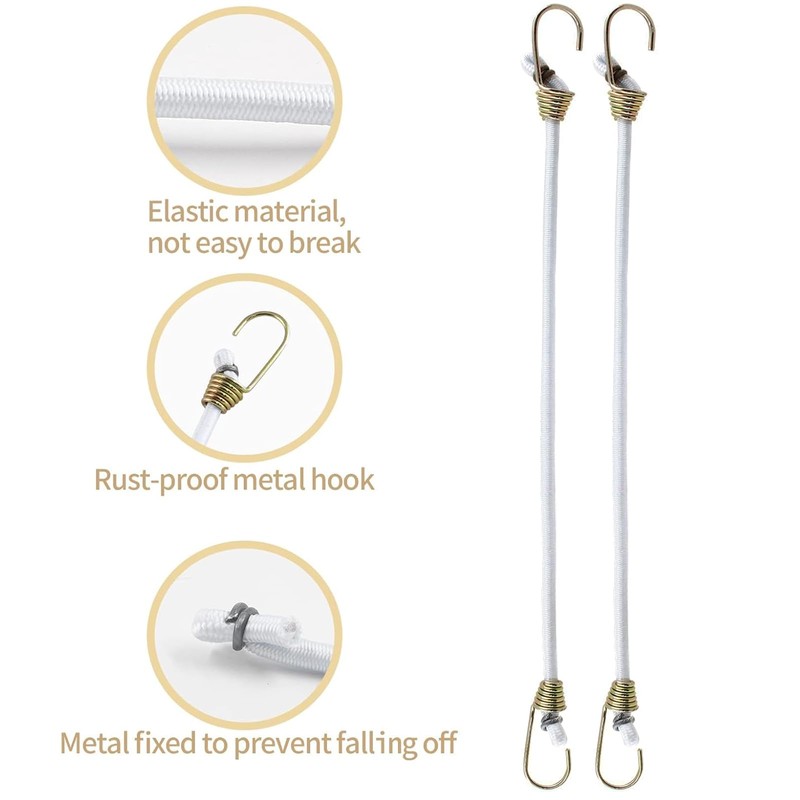 Kyuionty 12 Pack Mini Bungee Cords with Hooks, 10 Inch