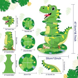Dinosaur Cupcake Stand for 24 Cupcakes 3 Animal Cupcake Stand Cartoon Dinosaur Themed Party Supplies Cupcake Display Holder for Birthday Party, Baby Shower, Party