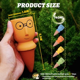 SUNGARDERY Terracotta Self Watering Spikes, 4 Pack Self Watering Planter Insert, Vacation Plant Slow Release Watering Devices for Indoor Outdoor Plants, Big Head