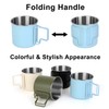 Ftabernam 4 Pack Stainless Steel Camping Cups with Foldable Handle,
