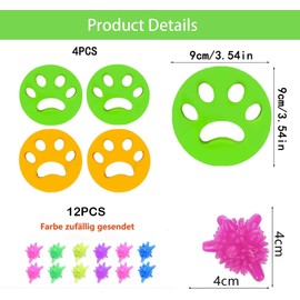 Pet Hair Remover Washing Machine, Pack of 16 Lint Paw for Washing Machine, Laundry Balls, Pet Hair Removal for Laundry, Clothes, Cat Hair Remover for Washing Machine, Removes Fur in Washing Machine