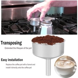 Kit de Repuesto para Cafetera Italiana 1/2/3/6/9/12 Tazas, Opciones de Sellos, Filtro y Embudo, Refacciones Universales para Cafetera Moka Express. (Embudo + Sello + Filtro, 12 Tazas)