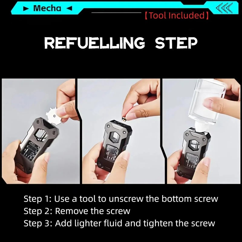 NINSI Smart Kerosene Soft Flame Lighter, Cool Metal Mecha Style