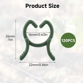 Wefaly Pack of 120 Plant Clips, Green, Plant Clips, Small, Reusable Plant Clips, Plastic Tomato Clips, Sturdy Mounting Clips for Climbing Plants, Support Plants, Vegetables, Fruits