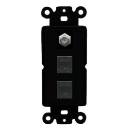 Wallplate City 1 Port Coax 2 Port CAT5E Ethernet Wall Plate DecorZ ROCKER [ BLACK ]